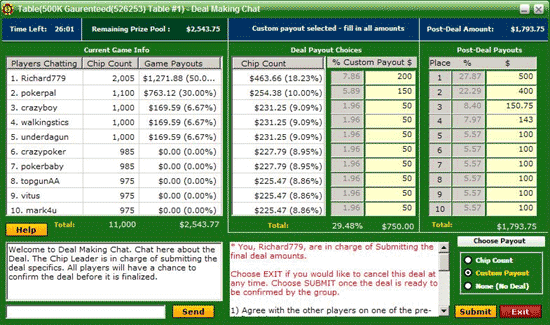 Chip leader chat window